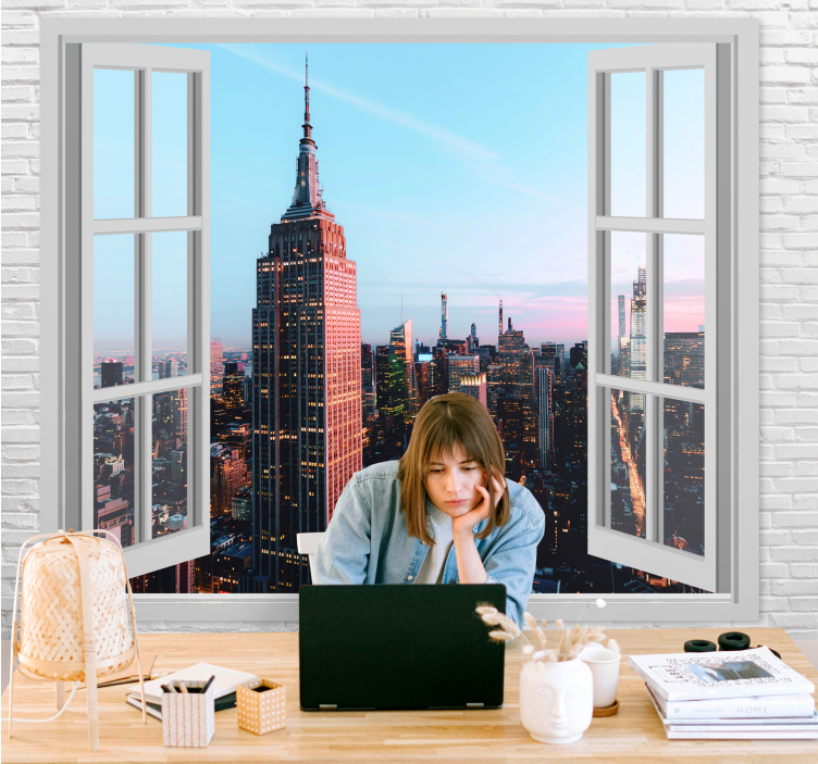 New york wall mural empire state view - TenStickers