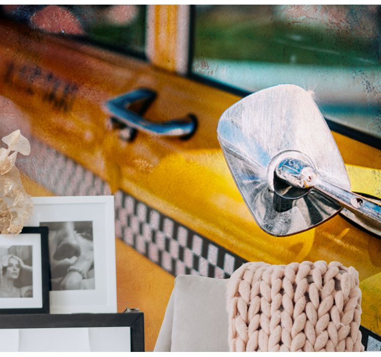 New york wall mural iconic yellow taxi art - TenStickers