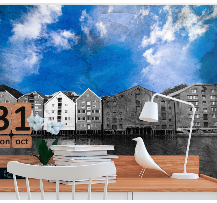 Nora Waterfront Houses city wall mural - TenStickers