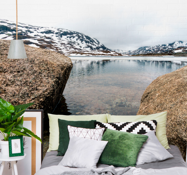 Norway rivers and mountain lake wall mural - TenStickers