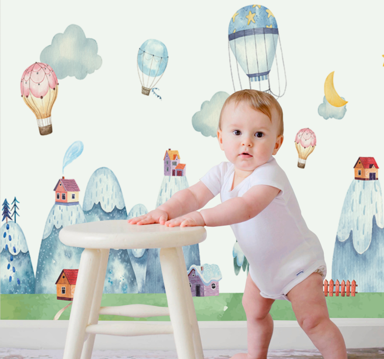 Nursery mural whimsical hot air balloons - TenStickers