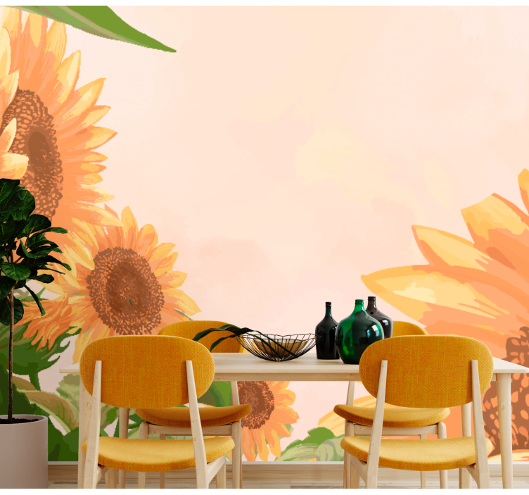 Painted Sunflowers wall mural - TenStickers