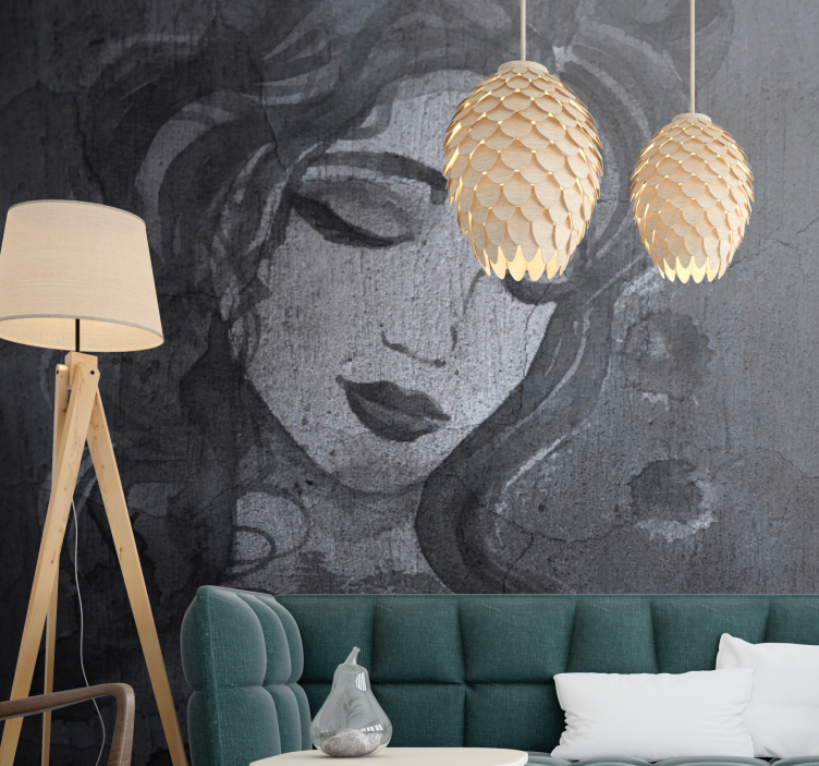 Painting wall mural elegant woman portrait - TenStickers