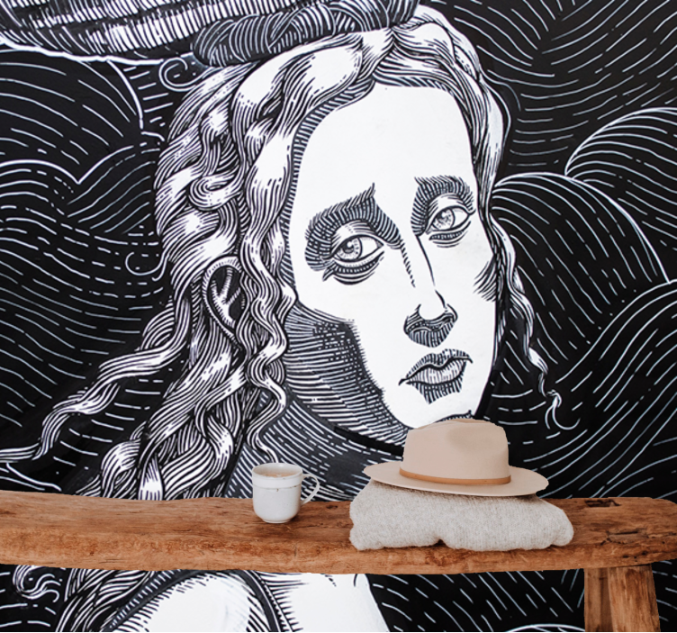 Painting wall mural intricate female portrait - TenStickers