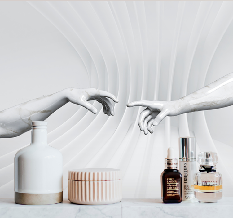 Painting wall mural marble hands touch - TenStickers