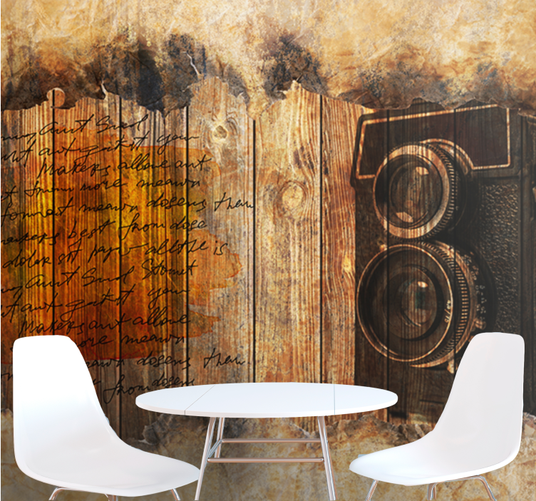 Painting wall mural vintage camera style - TenStickers