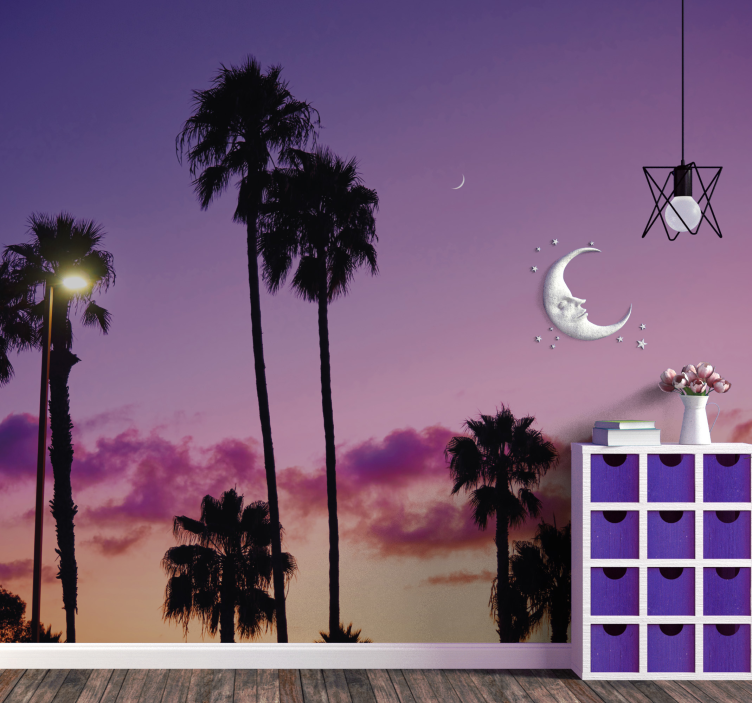 Palm Trees Sunset landscape mural wallpaper - TenStickers