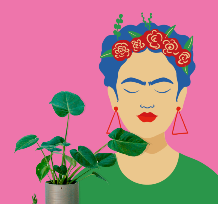 People painting mural frida kahlo portrait - TenStickers