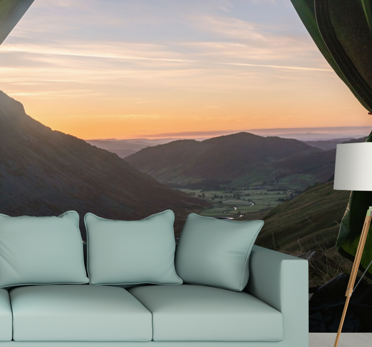 Picturesque mountain vista landscape mural wallpaper - TenStickers