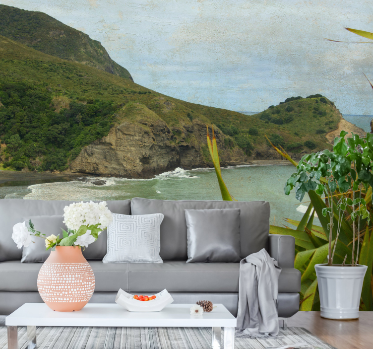 Piha beach sea wall mural - TenStickers