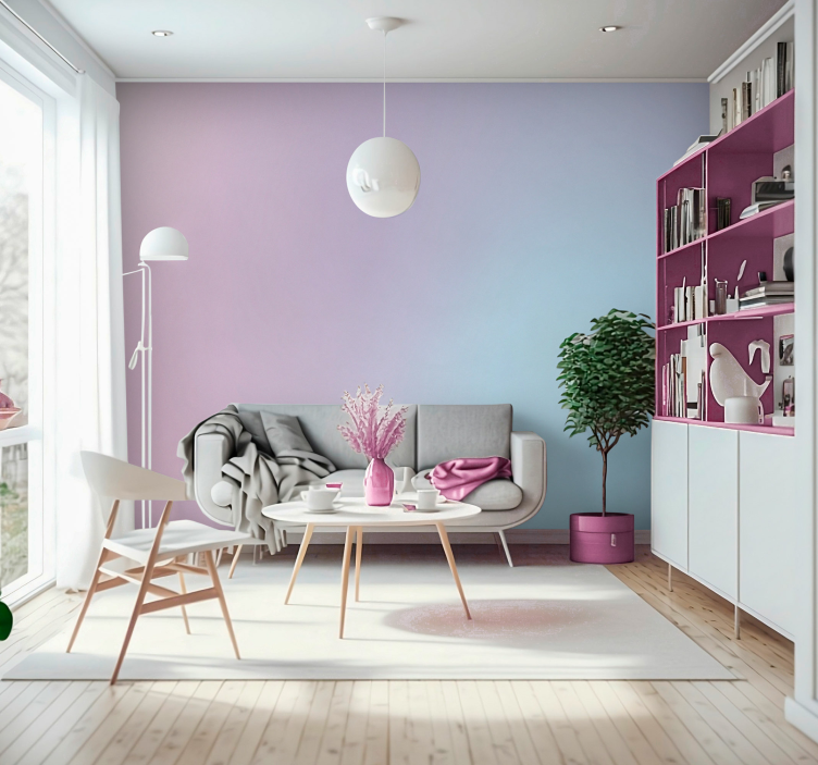pink and blue gradient 3D wall mural - TenStickers