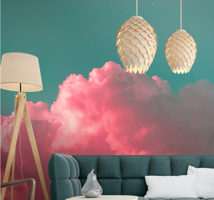 Pink clouds and lake aesthetic Sky Wall Mural - TenStickers