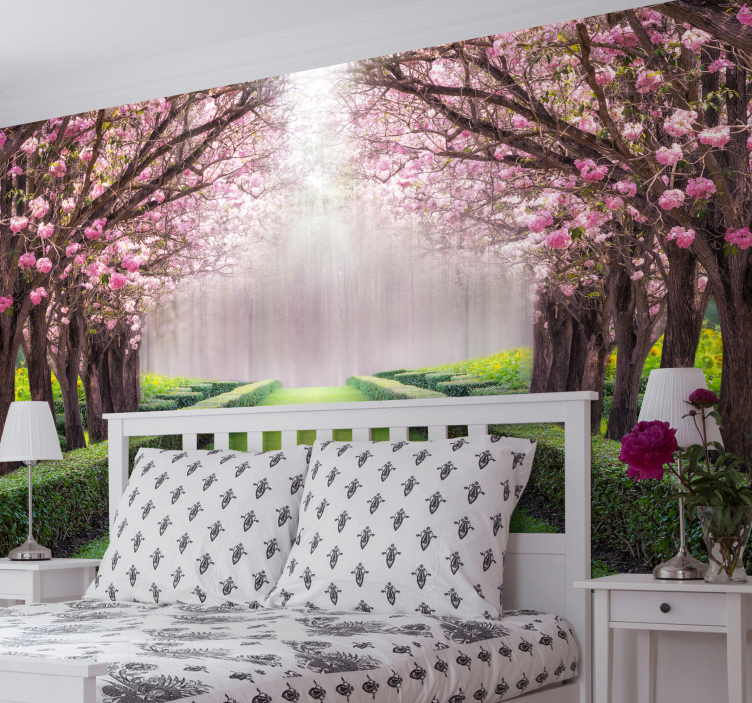 Pink garden tree wall mural - TenStickers