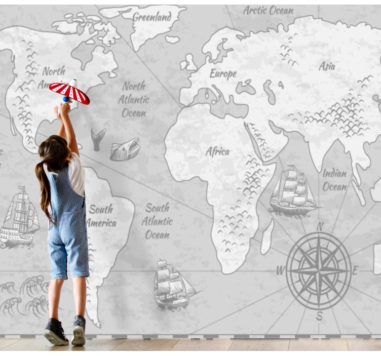 Pirate treasure locations world map mural - TenStickers