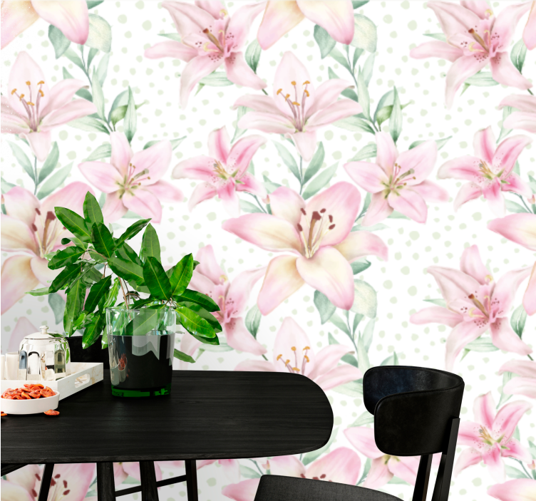 Poppy wall mural delicate lily floral design - TenStickers