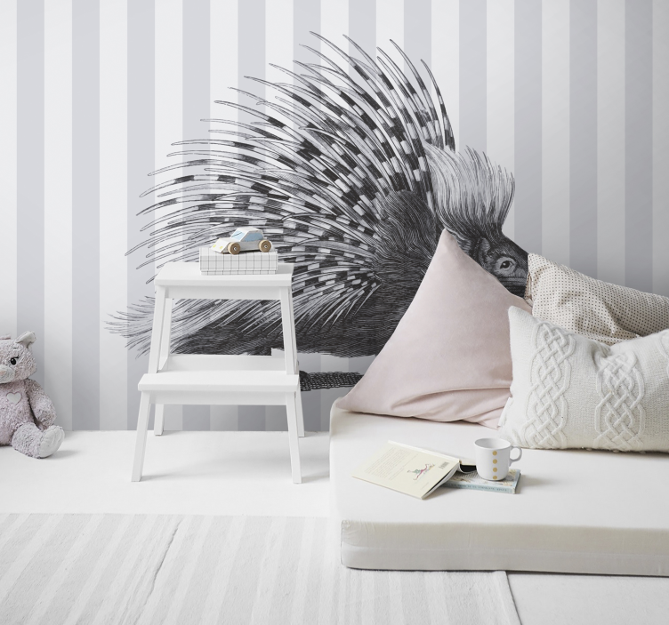 Porcupine art black and white Bedroom Murals - TenStickers