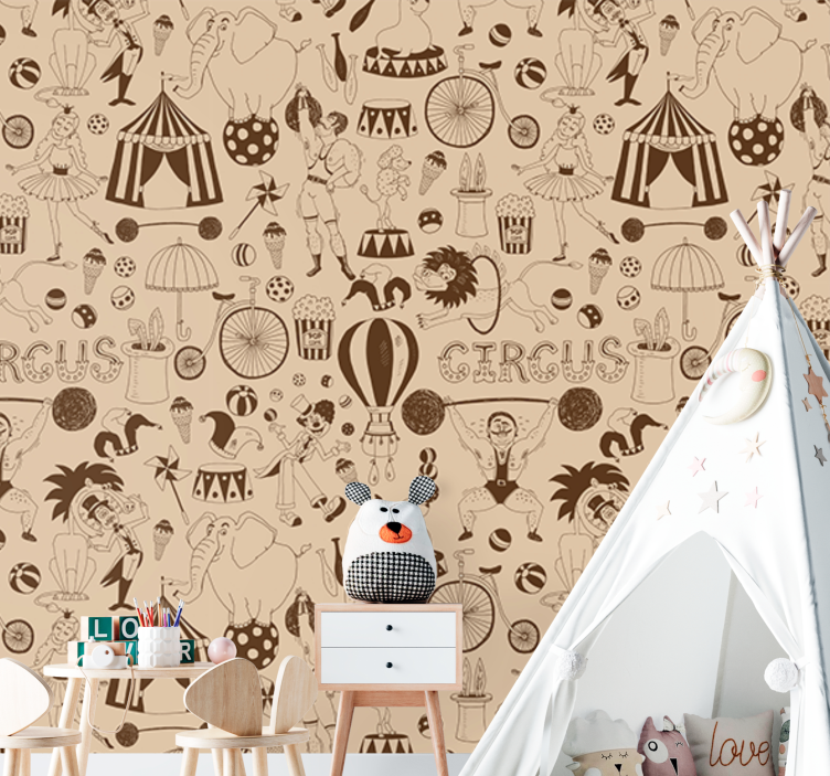 Retro brown circus element Kids wall Murals - TenStickers