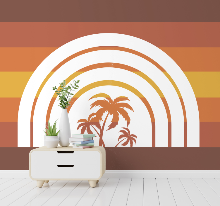 Retro Sunset and Palm trees photomural - TenStickers