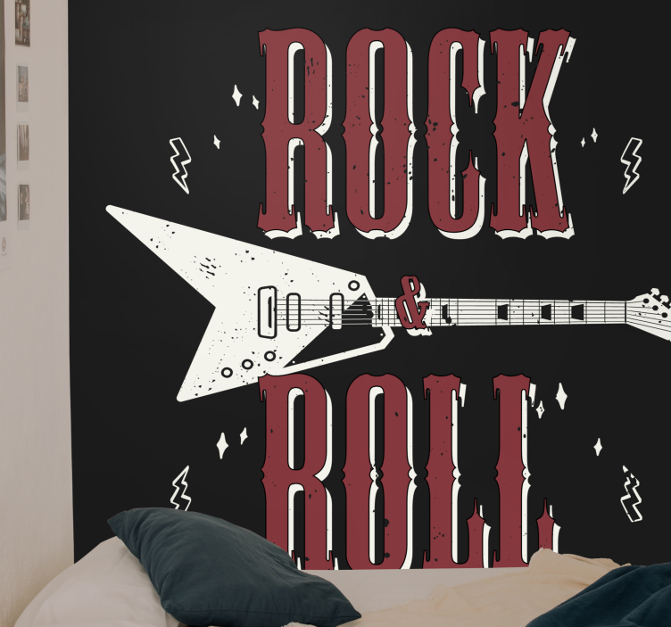 Rock n' Roll with guitar design Wall Murals - TenStickers