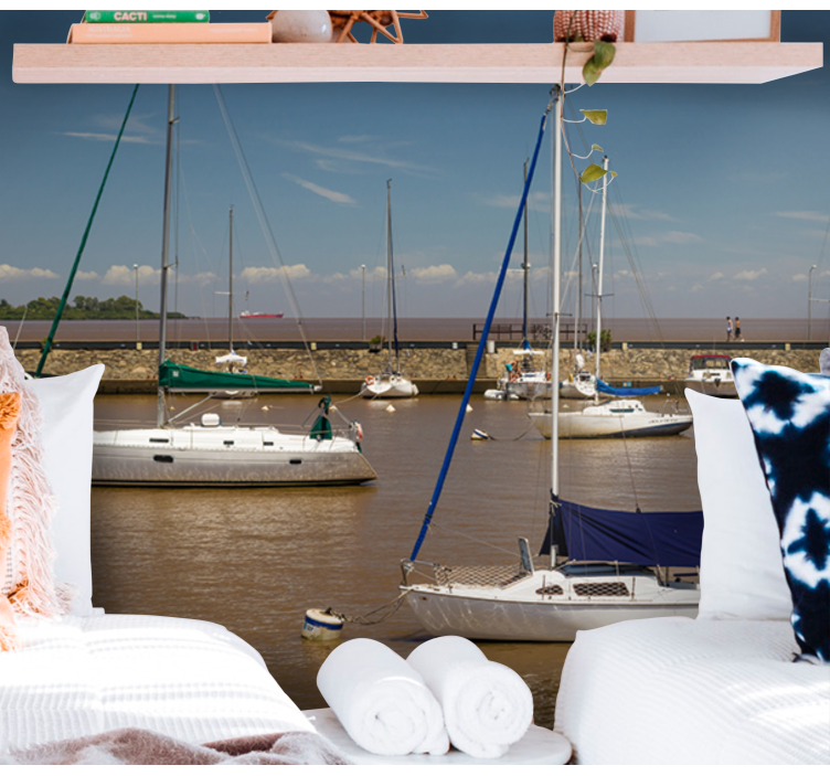 Sailboats in Harbor sea mural - TenStickers