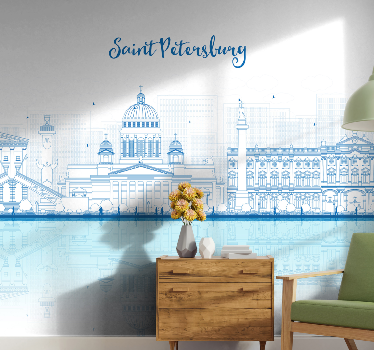 Saint Petersburg Skyline wall mural - TenStickers