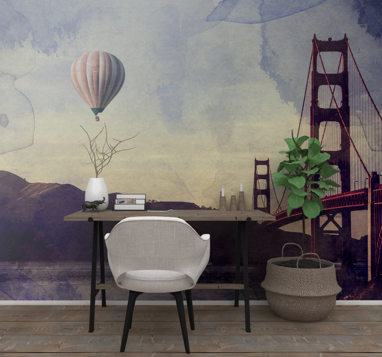 San Francisco bridge and balloon wall mural - TenStickers