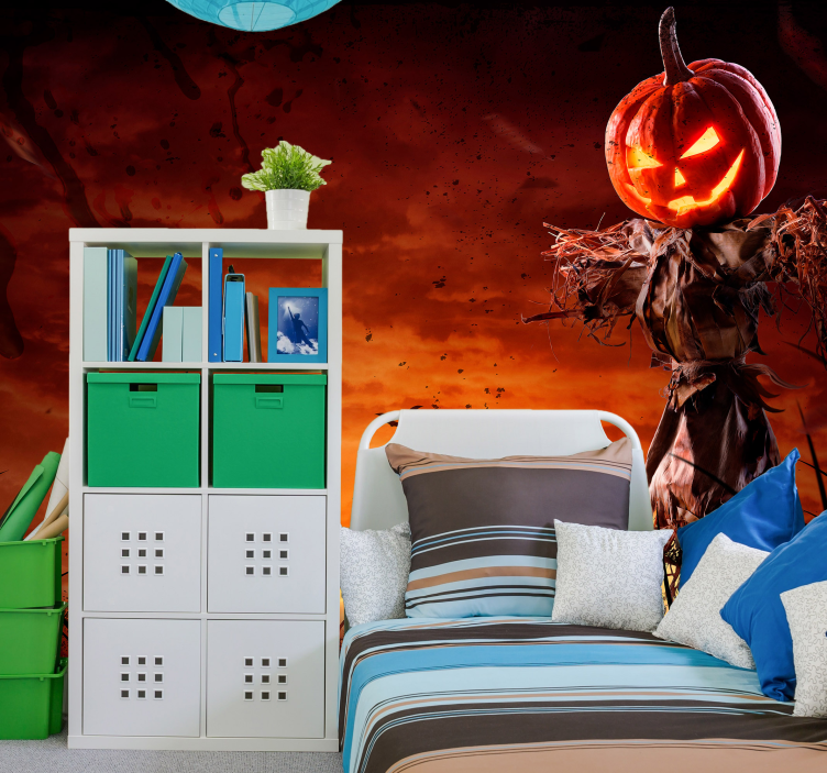 Scary pumpkin Halloween wall mural - TenStickers