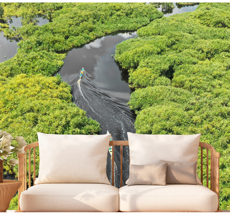 Scenic River Journey landscape mural wallpaper - TenStickers