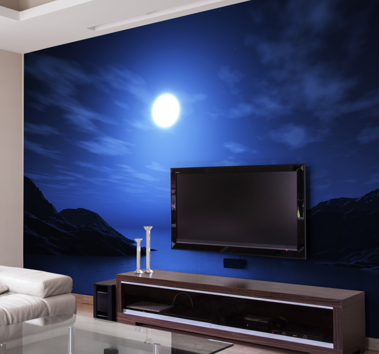 Sea and Moon Landscape Wall Mural - TenStickers