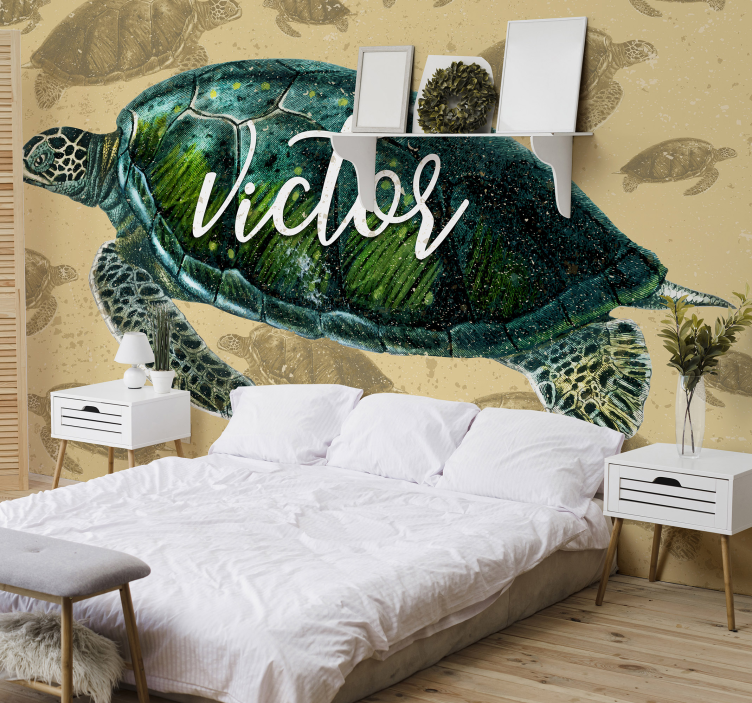 Sea turtle with name animal wall mural - TenStickers