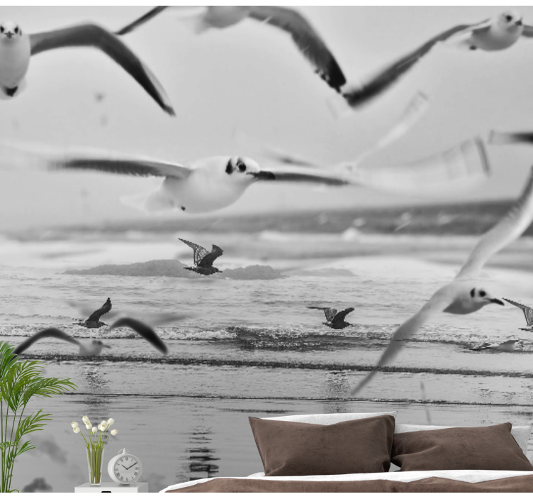 Seagulls Over Ocean animal wall mural - TenStickers