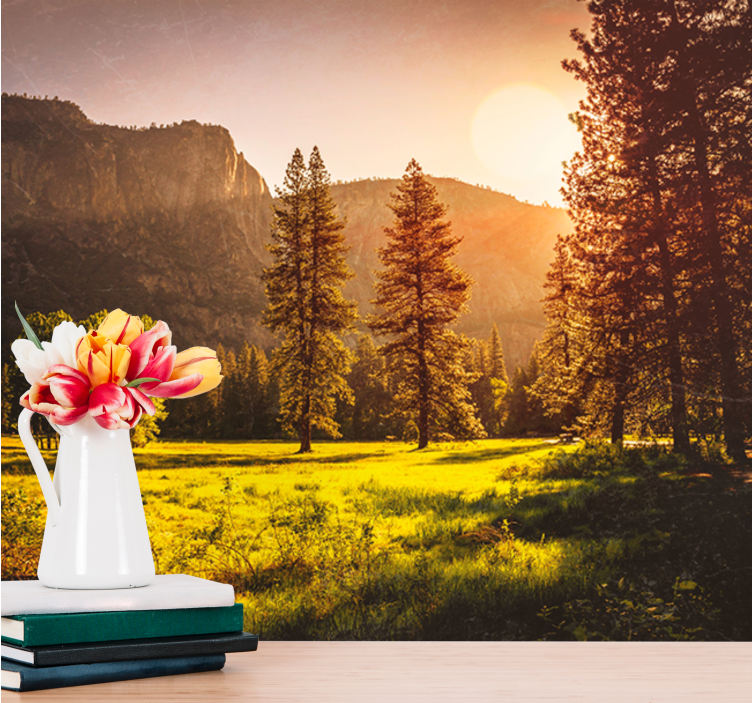 Serene Mountain Sunset landscape mural wallpaper - TenStickers