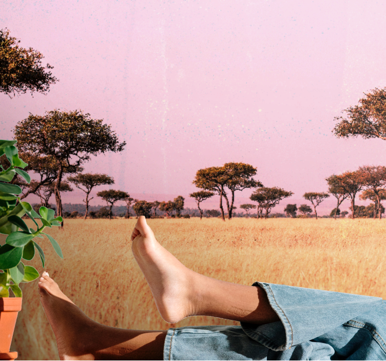 Serene savanna landscape landscape mural wallpaper - TenStickers