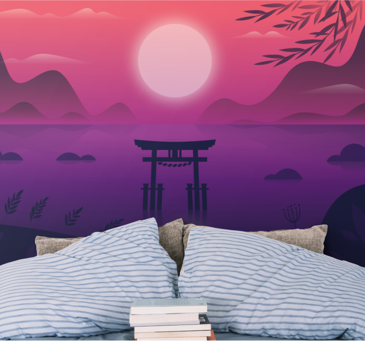 Serene sunset landscape landscape mural wallpaper - TenStickers