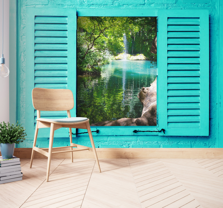 Serene Water View landscape mural wallpaper - TenStickers