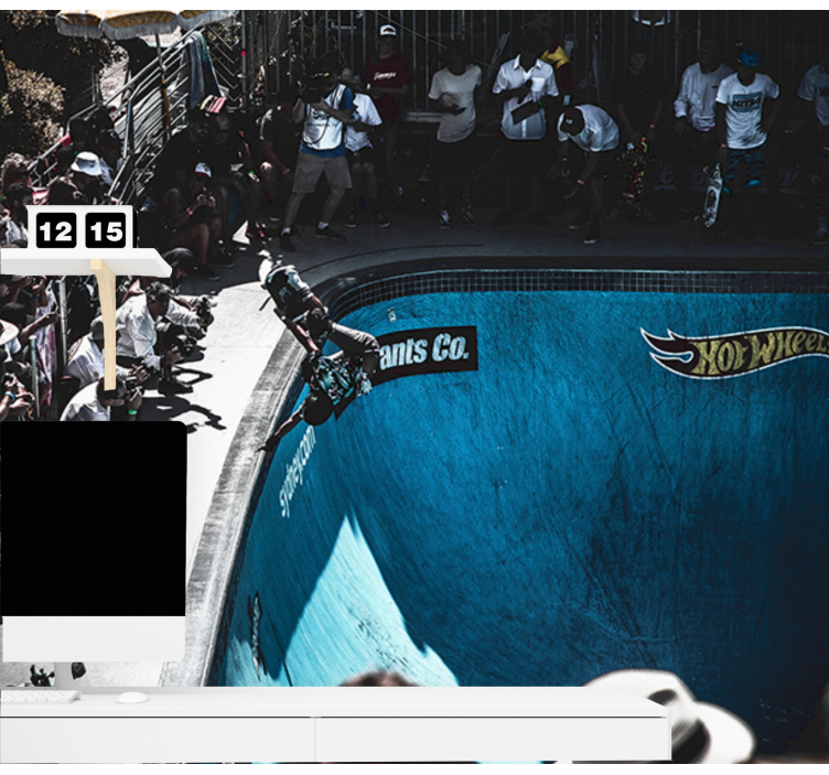 Skateboarder Performing Trick vehicle mural - TenStickers