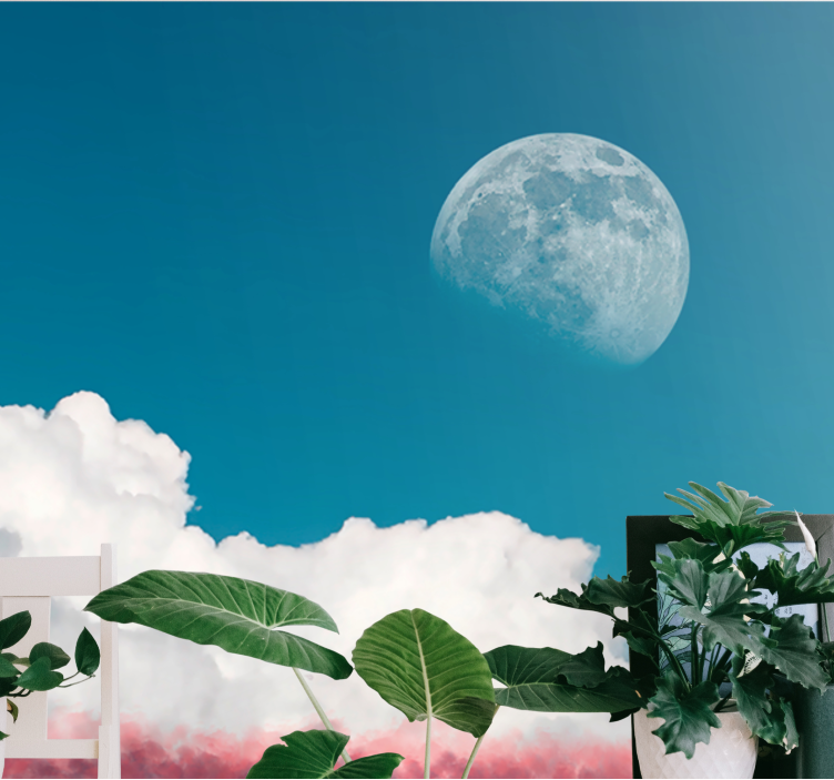 Sky mural lunar cloud scene - TenStickers