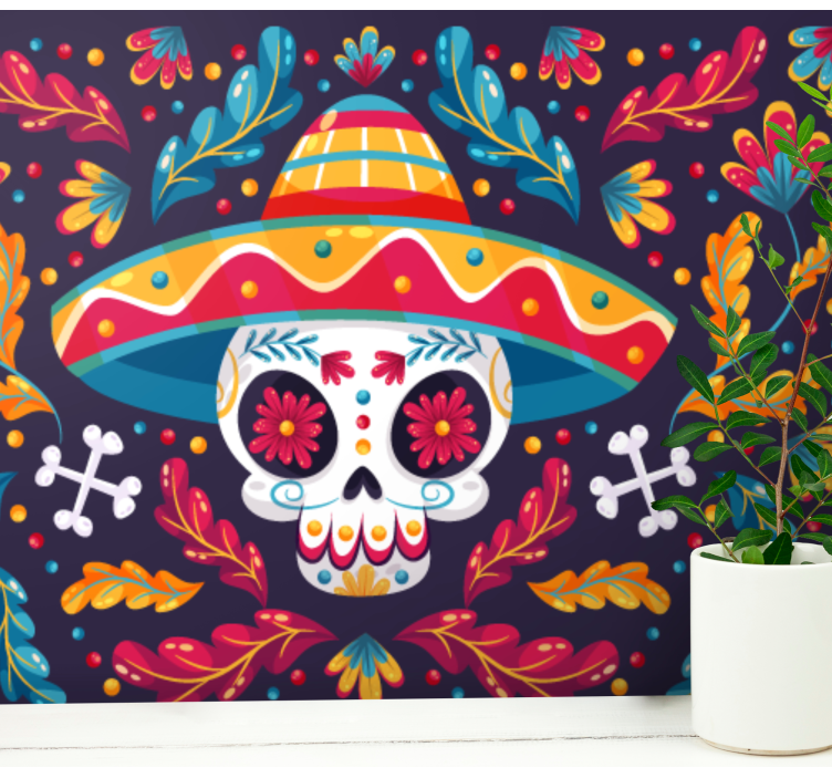 Smilling skull mexican fantasy wall mural - TenStickers