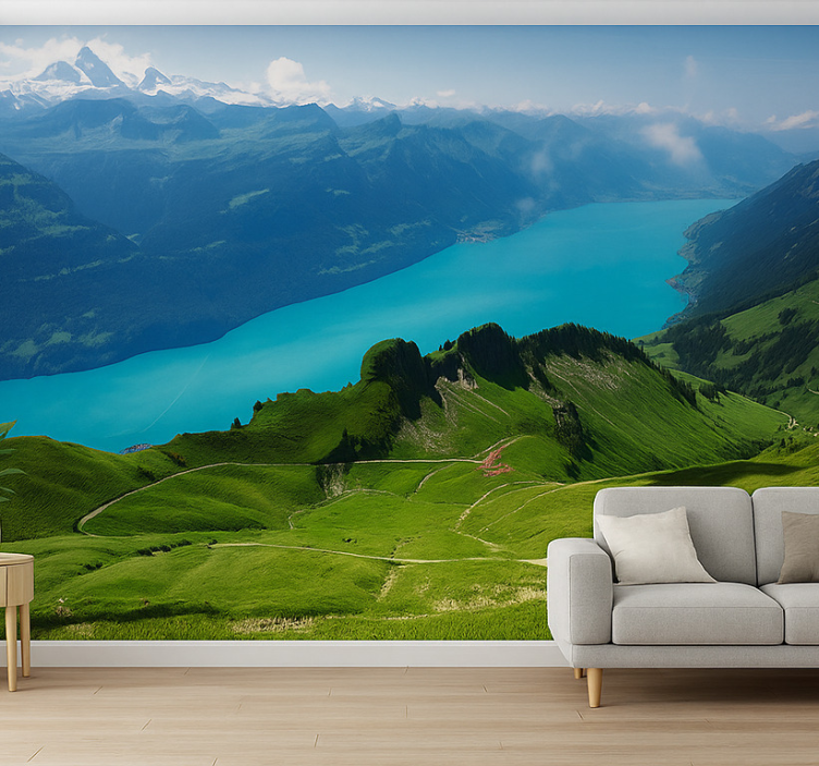 Snowy Alpine Peak mountain wall mural - TenStickers