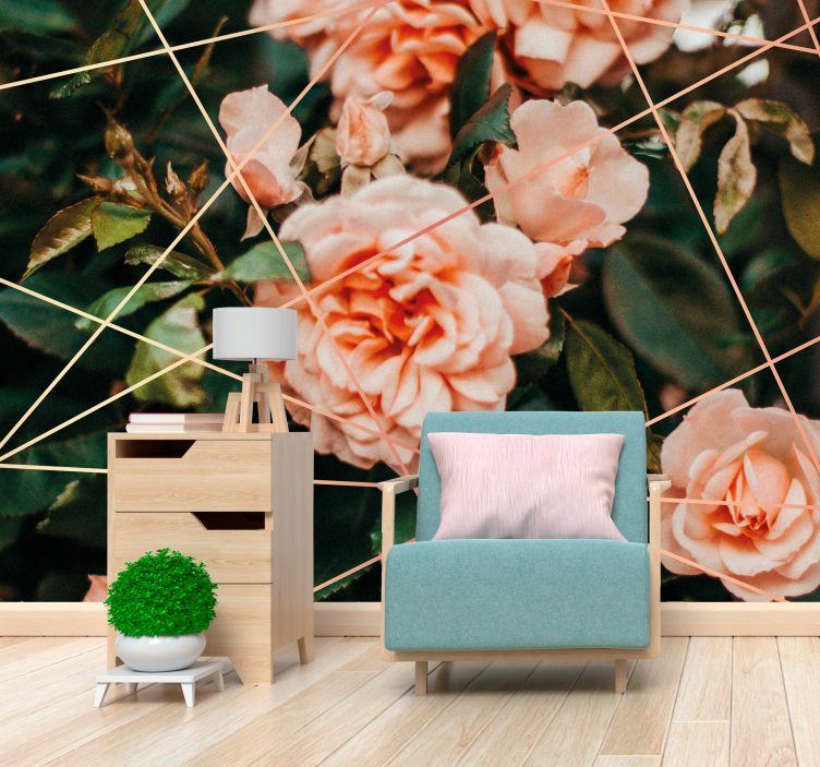 Soft Rose Blooms flower mural - TenStickers