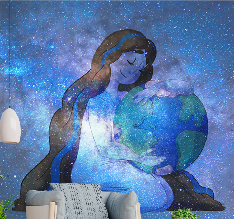 Space mural embracing planet earth - TenStickers
