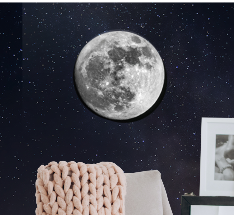 Space mural glowing lunar sphere - TenStickers