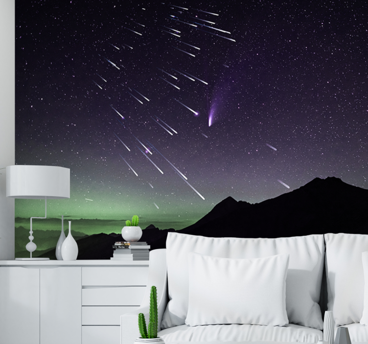 Space mural shooting stars night sky - TenStickers