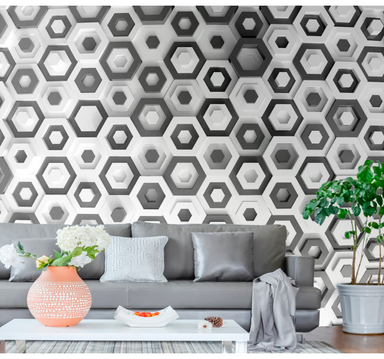 Spatial hexagons 3D Wall Mural - TenStickers