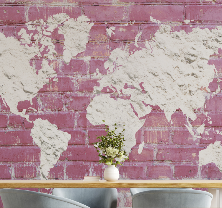 Stone texture world map mural - TenStickers
