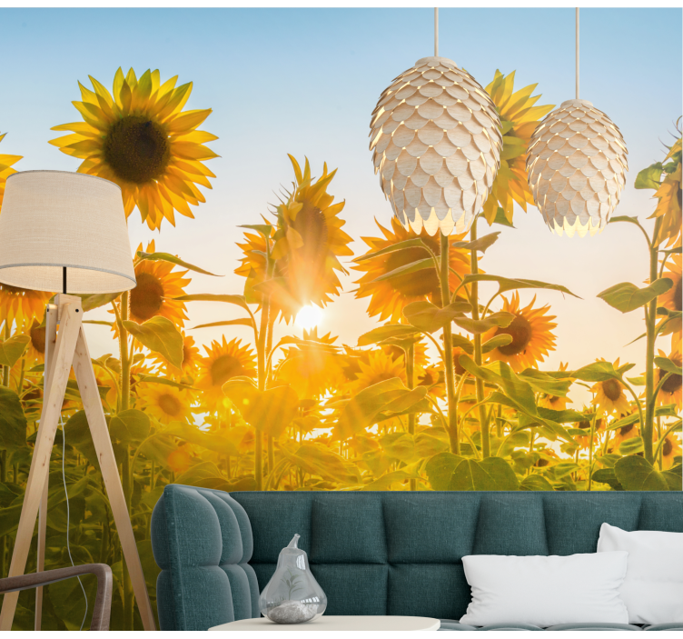 Sunflower Field Glow flower mural - TenStickers