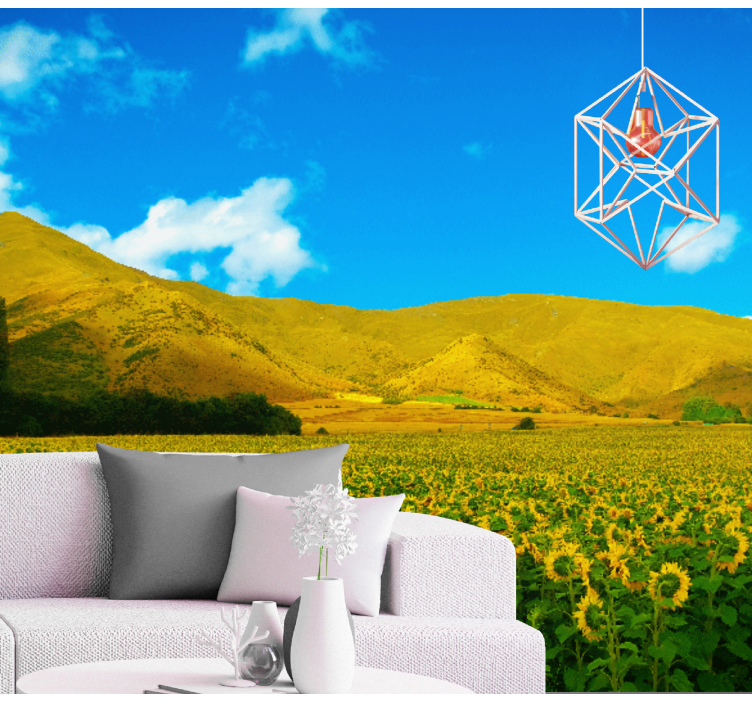 Sunflower Field landscape mural wallpaper - TenStickers