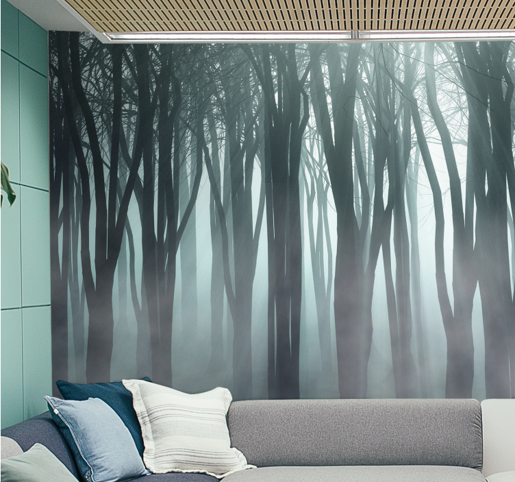 Tall trees and fog nature wall mural - TenStickers