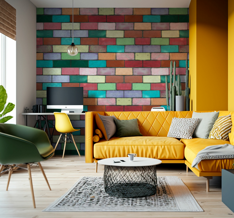 Texture wall mural vibrant brick arrangement - TenStickers
