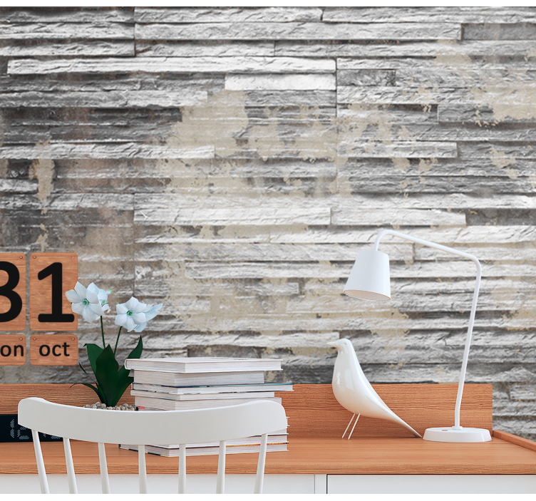 Textured Gray Layers stone wall mural - TenStickers